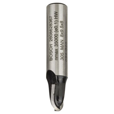 Bosch - Standard Seri Ahşap İçin Çift Oluklu, Sert Metal Dalma Yarımay Freze 8*8*40*4 mm