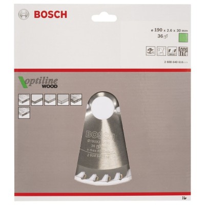 Bosch - Optiline Serisi Ahşap için Daire Testere Bıçağı 190*30 mm 36 Diş