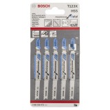 Bosch - Kademeli Artan Dişli Seri Metal İçin T 123 XF Dekupaj Testeresi Bıçağı - 5'Li Paket