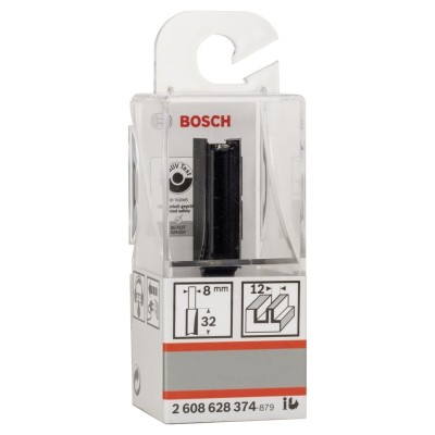 Bosch - Standard Seri Ahşap İçin Çift Oluklu, Sert Metal Ekstra Uzun Düz Freze Ucu 8*12*62mm