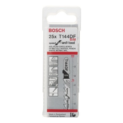 Bosch - Hızlı Kesim Serisi Sert Ahşap İçin T 144 DF Dekupaj Testeresi Bıçağı - 25'Li Paket