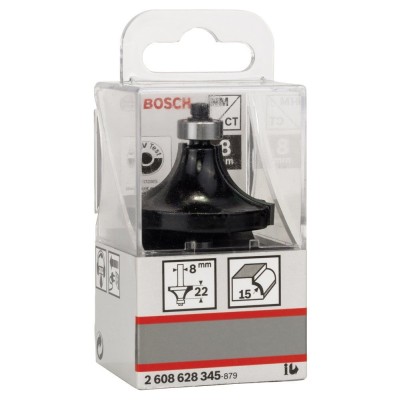 Bosch - Standard Seri Ahşap İçin Çift Oluklu, Sert Metal Bilya Yataklı Yuvarlama Frezesi 8*15*66 mm