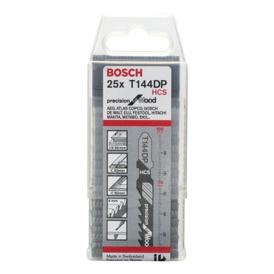 Bosch - Hassas Kesim Serisi Ahşap İçin T 144 DP Dekupaj Testeresi Bıçağı - 25'Li Paket