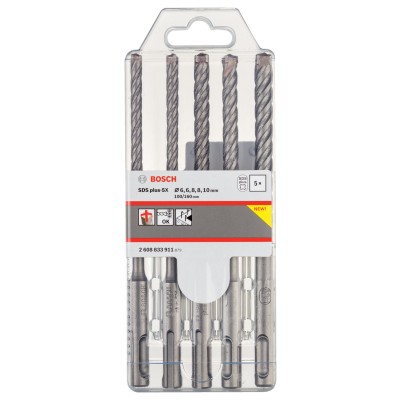 Bosch - SDS plus-5X Serisi Kırıcı Delici Matkap Ucu 5 Parça Set (6,6,8,8,10 x 160 mm)