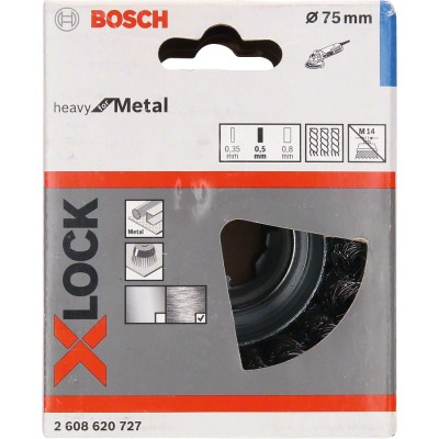 Bosch - X-LOCK - Heavy Serisi Metal İçin Burgulu Tel Fırça 75*0,5 mm