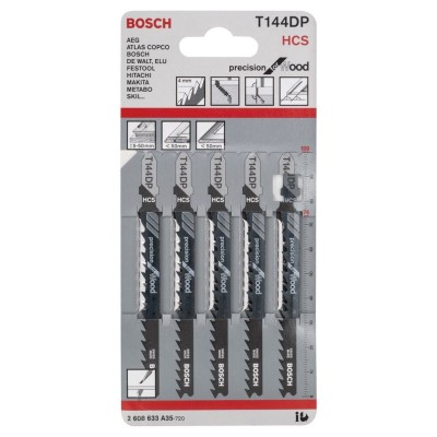 Bosch - Hassas Kesim Serisi Ahşap İçin T 144 DP Dekupaj Testeresi Bıçağı - 5'Li Paket