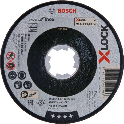 Bosch - X-LOCK - 115*1,6 mm Expert Serisi Düz Inox (Paslanmaz Çelik) Kesme Diski (Taş)