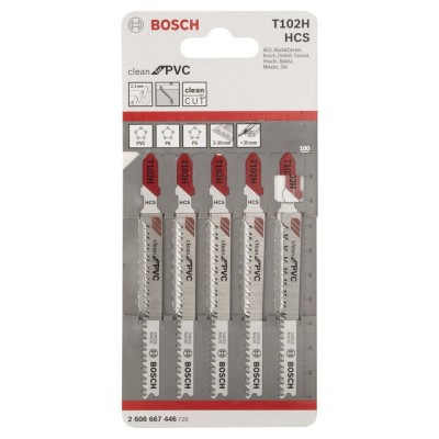 Bosch - Temiz Kesim Serisi PVC İçin T 102 H Dekupaj Testeresi Bıçağı - 5'Li Paket