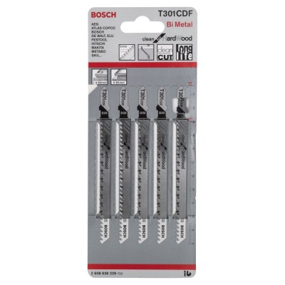 Bosch - Temiz Kesim Serisi Sert Ahşap İçin T 301 CDF Dekupaj Testeresi Bıçağı - 5'Li Paket