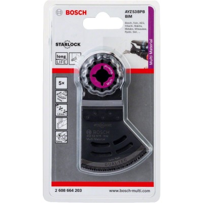 Bosch - Starlock - AYZ 53 BPB - BIM Çoklu Malzeme İçin Daldırmalı ve Yana Kesim Testere Bıçağı 5'li