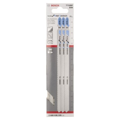 Bosch - Kırılmaya Karşı Dayanıklı Seri Metal-Sandviç İçin T 718 BF Dekupaj Testere - 3'Lü Paket