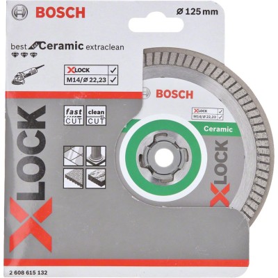 Bosch - X-LOCK - Best Serisi Seramik İçin, Extra Temiz Kesim Turbo Segman  Elmas Kesme Diski 125 mm