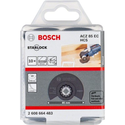 Bosch - Starlock - ACZ 85 EC - HCS Ahşap İçin Segman Testere Bıçağı, Bombeli 10'lu