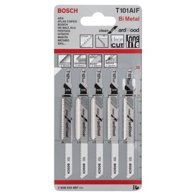 Bosch - Temiz Kesim Serisi Sert Ahşap İçin T 101 AIF Dekupaj Testeresi Bıçağı - 5'Li Paket