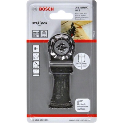 Bosch - Starlock - AIZ 32 BSPC - HCS Sert Ahşap İçin Daldırmalı Testere Bıçağı 5'li