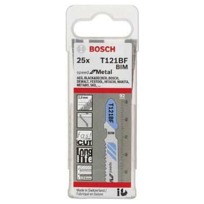 Bosch - Hızlı Kesim Serisi Metal İçin T 121 BF Dekupaj Testeresi Bıçağı - 25'Li Paket