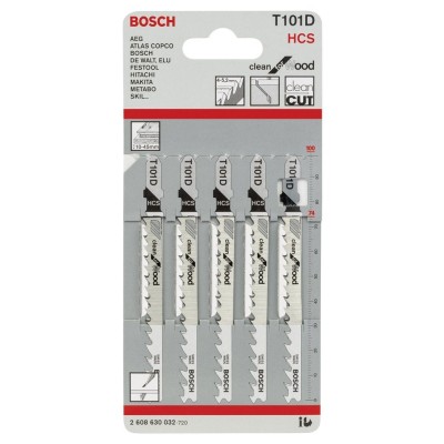 Bosch - Temiz Kesim Serisi Ahşap İçin T 101 D Dekupaj Testeresi Bıçağı - 5'Li Paket