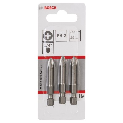 Bosch - Extra Hard Serisi Vidalama Ucu PH2*49 mm 3'lü