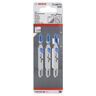 Bosch - Ekonomik Seri Inox (Paslanmaz Çelik) İçin T 118 EFS Dekupaj Testeresi Bıçağı - 3'Lü Paket
