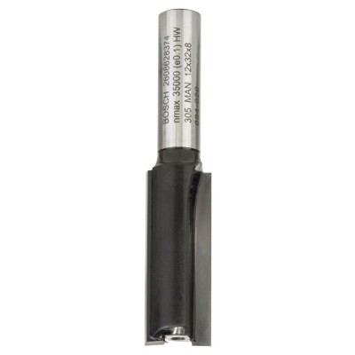 Bosch - Standard Seri Ahşap İçin Çift Oluklu, Sert Metal Ekstra Uzun Düz Freze Ucu 8*12*62mm