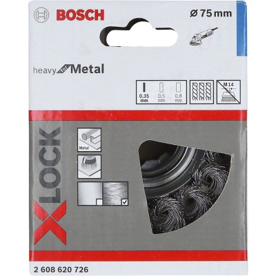 Bosch - X-LOCK - Heavy Serisi Metal İçin Burgulu Tel Fırça 75*0,35 mm