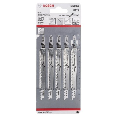 Bosch - Kademeli Artan Dişli Serisi Ahşap İçin T 234 X Dekupaj Testeresi Bıçağı - 5'Li Paket