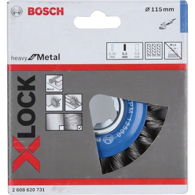 Bosch - X-LOCK - Heavy Serisi Metal İçin Burgulu Yuvarlak Fırça 115*0,5 mm