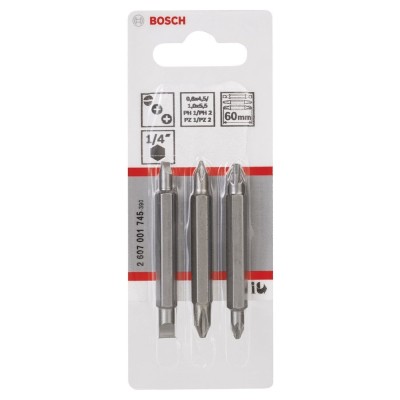 Bosch - Çift Taraflı Vidalama ucu PH1/PZ1/S0*60 mm 3'lü