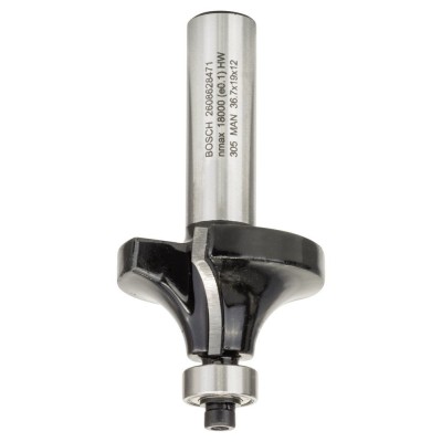 Bosch - Standard Seri Ahşap İçin Çift Oluklu, Sert Metal Bilya Yataklı Yuvarlama Frezesi 12*12*70 mm