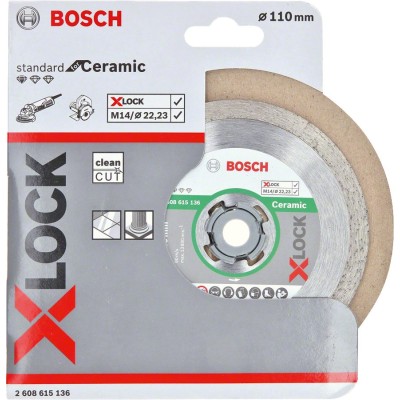 Bosch - X-LOCK - Standard Seri Seramik İçin Elmas Kesme Diski 110 mm