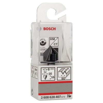 Bosch - Standard Seri Ahşap İçin Çift Oluklu Sert Metal V-Kanal Freze 8*16*45 mm