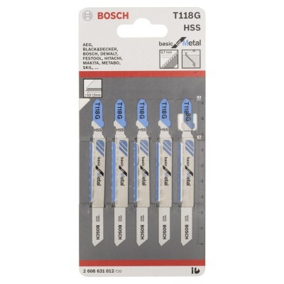 Bosch - Ekonomik Seri Metal İçin T 118 G Dekupaj Testeresi Bıçağı - 5'Li Paket