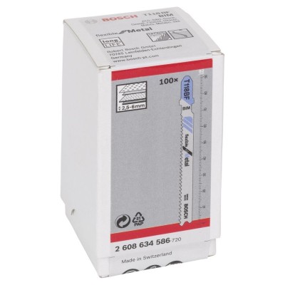 Bosch - Kırılmaya Karşı Dayanıklı Seri Metal İçin T 118 BF Dekupaj Testeresi Bıçağı - 100'Lü Paket