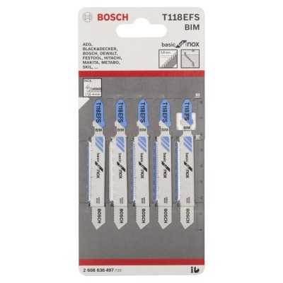 Bosch - Ekonomik Seri Inox (Paslanmaz Çelik) İçin T 118 EFS Dekupaj Testeresi Bıçağı - 5'Li Paket