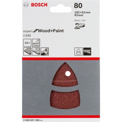 Bosch - Expert for Serisi Ahşap Zımpara 102x62/93x93 mm 80 kum