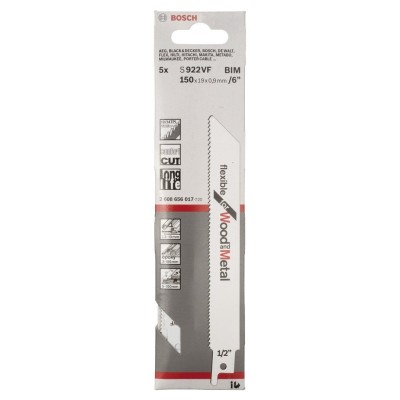 Bosch - Flexible Serisi Ahşap Ve Metal için Panter Testere Bıçağı S 922 VF - 5'li