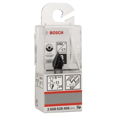 Bosch - Standard Seri Ahşap İçin Çift Oluklu Sert Metal V-Kanal Freze 8*11*45 mm