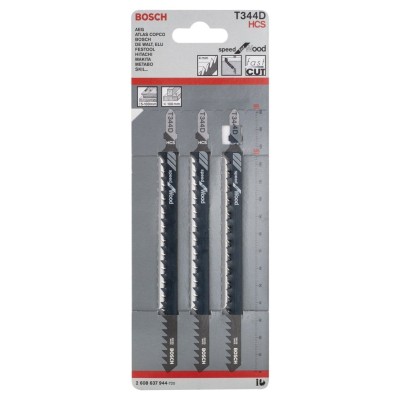 Bosch - Hızlı Kesim Serisi Ahşap İçin T 344 D Dekupaj Testeresi Bıçağı - 3'Lü Paket