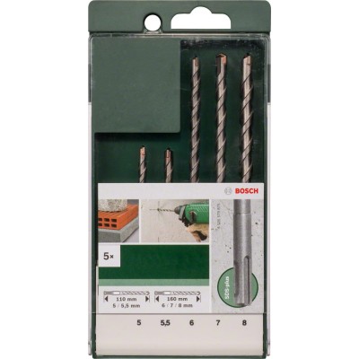 Bosch - SDS Plus Kırıcı Delici Matkap Ucu Seti 5 Parça (5,5,5 x 110, 6,7,8 x 160 mm)