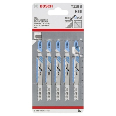 Bosch - Ekonomik Seri Metal İçin T 118 B Dekupaj Testeresi Bıçağı - 5'Li Paket