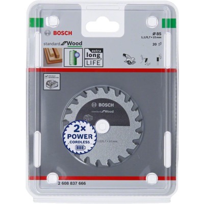 Bosch - Standard for Serisi Ahşap için Akülü Daire Testere Bıçağı 85*15 mm 20 Diş