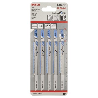 Bosch - Kırılmaya Karşı Dayanıklı Seri Metal İçin T 318 AF Dekupaj Testeresi Bıçağı - 5'Li Paket