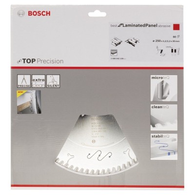 Bosch - Best Serisi Hassas Kesim Aşındırıcı Kaplamalı Lamine Panel için Daire Testere Bıçağı 250*30 mm 80 Diş