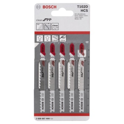 Bosch - Temiz Kesim Serisi Polipropilen İçin T 102 D Dekupaj Testeresi Bıçağı - 5'Li Paket