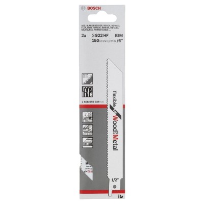Bosch - Flexible Serisi Ahşap Ve Metal için Panter Testere Bıçağı S 922 HF - 2'li