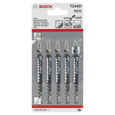 Bosch - Hızlı Kesim Serisi Ahşap İçin T 244 D Dekupaj Testeresi Bıçağı - 5'Li Paket