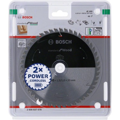 Bosch - Standard for Serisi Ahşap için Akülü Daire Testere Bıçağı 160*20 mm 48 Diş