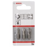 Bosch - 3 Parçalı Extra Hard Serisi Vidalama Ucu Seti PZ1/2/3*25 mm