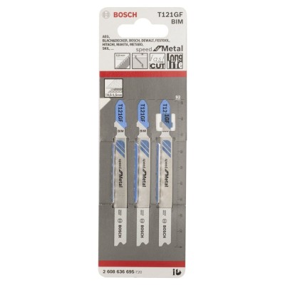 Bosch - Hızlı Kesim Serisi Metal İçin T 121 GF Dekupaj Testeresi Bıçağı - 3'Lü Paket