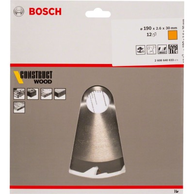 Bosch - Optiline Serisi İnşaat Ahşabı için Daire Testere Bıçağı 190*30 mm 12 Diş